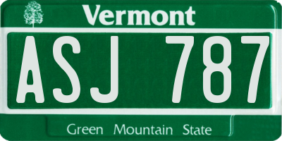 VT license plate ASJ787