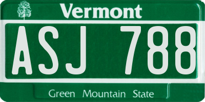 VT license plate ASJ788