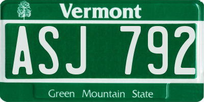 VT license plate ASJ792