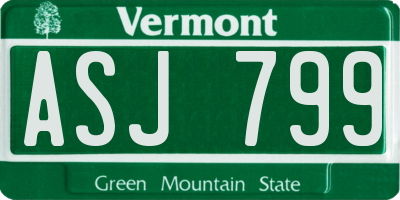 VT license plate ASJ799
