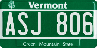 VT license plate ASJ806