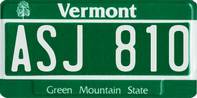 VT license plate ASJ810