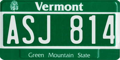 VT license plate ASJ814