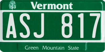 VT license plate ASJ817