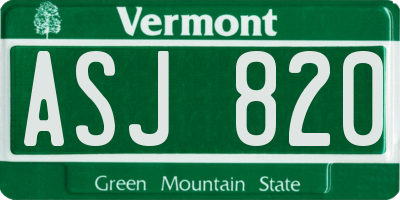 VT license plate ASJ820