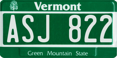 VT license plate ASJ822