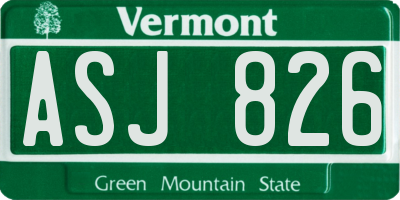 VT license plate ASJ826