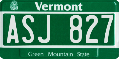 VT license plate ASJ827