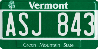 VT license plate ASJ843