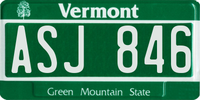 VT license plate ASJ846