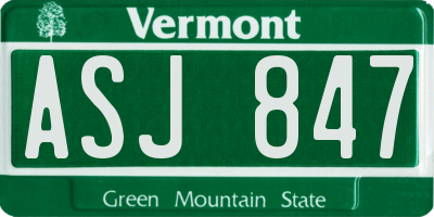 VT license plate ASJ847
