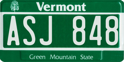 VT license plate ASJ848