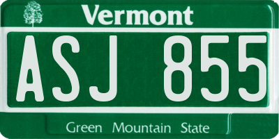 VT license plate ASJ855