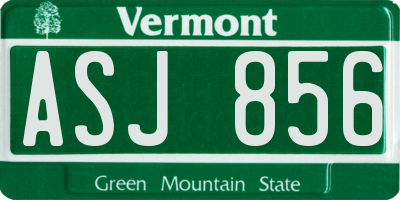 VT license plate ASJ856