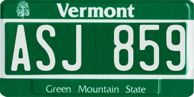 VT license plate ASJ859