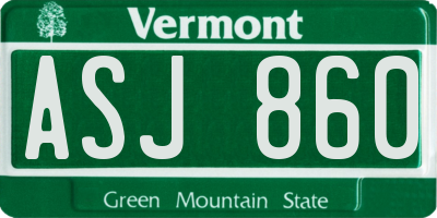 VT license plate ASJ860