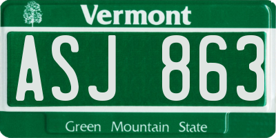 VT license plate ASJ863