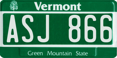 VT license plate ASJ866