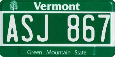VT license plate ASJ867