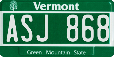 VT license plate ASJ868