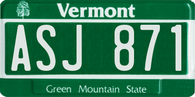 VT license plate ASJ871