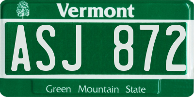 VT license plate ASJ872