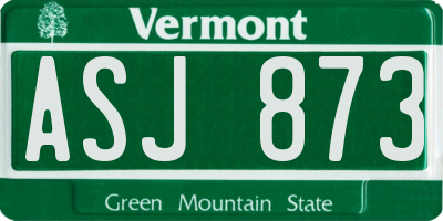 VT license plate ASJ873