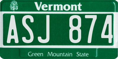 VT license plate ASJ874