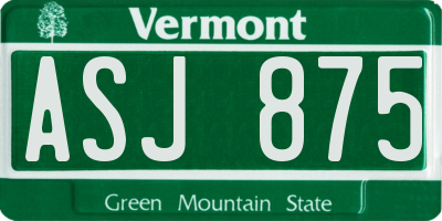 VT license plate ASJ875