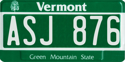 VT license plate ASJ876