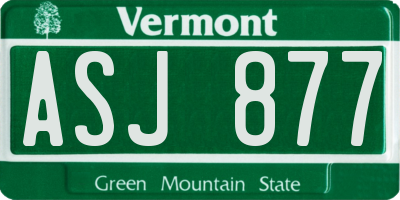 VT license plate ASJ877