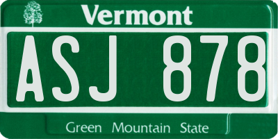 VT license plate ASJ878