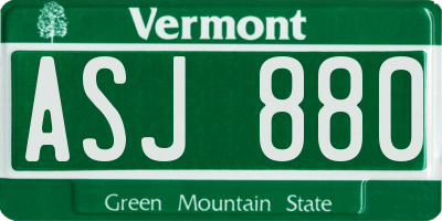 VT license plate ASJ880
