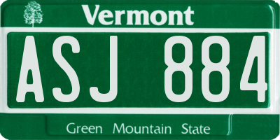 VT license plate ASJ884