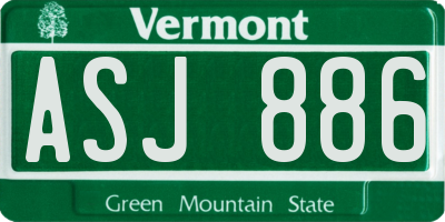 VT license plate ASJ886