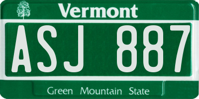 VT license plate ASJ887
