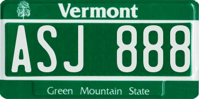 VT license plate ASJ888