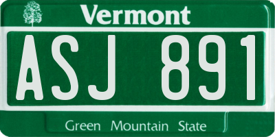 VT license plate ASJ891