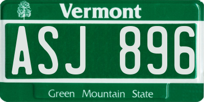 VT license plate ASJ896