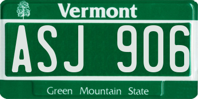 VT license plate ASJ906