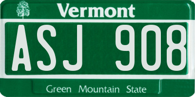 VT license plate ASJ908