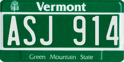 VT license plate ASJ914