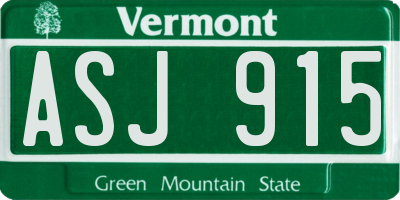VT license plate ASJ915