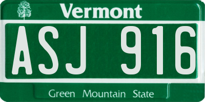 VT license plate ASJ916