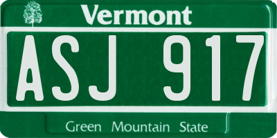 VT license plate ASJ917