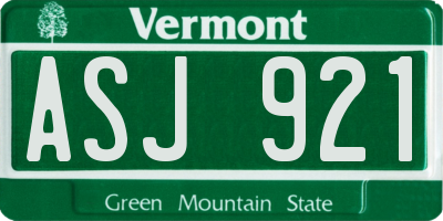 VT license plate ASJ921