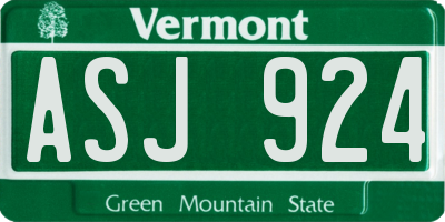 VT license plate ASJ924