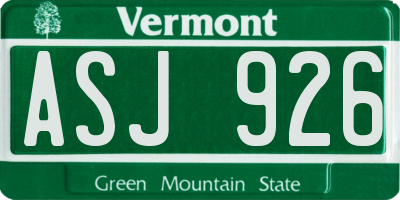 VT license plate ASJ926