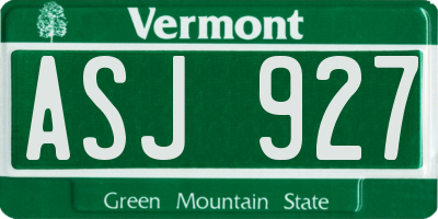 VT license plate ASJ927