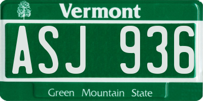 VT license plate ASJ936